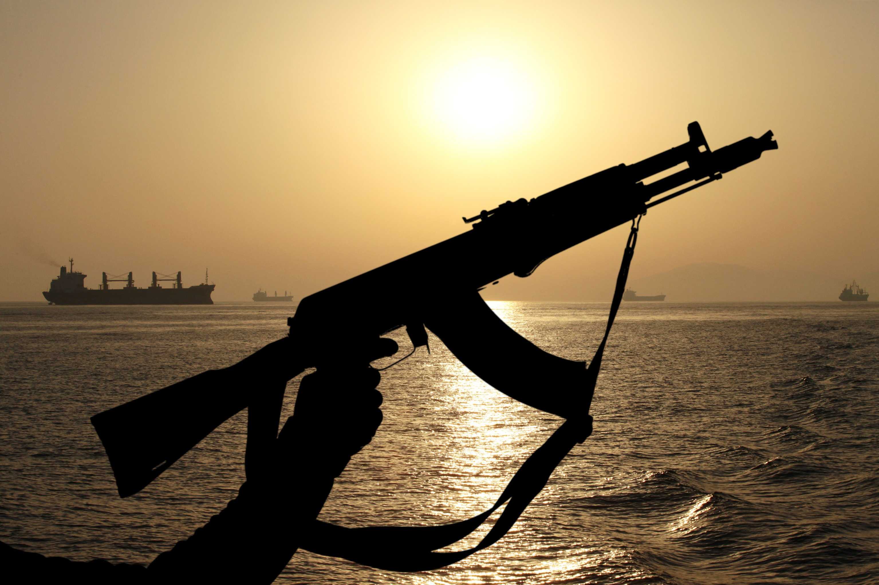 Pirate AK47 with ship in background